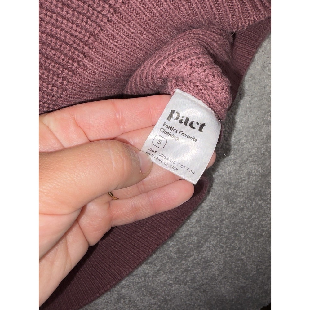 pact crew neck ribbed knit organic cotton mauve sweater small - Picture 4 of 7